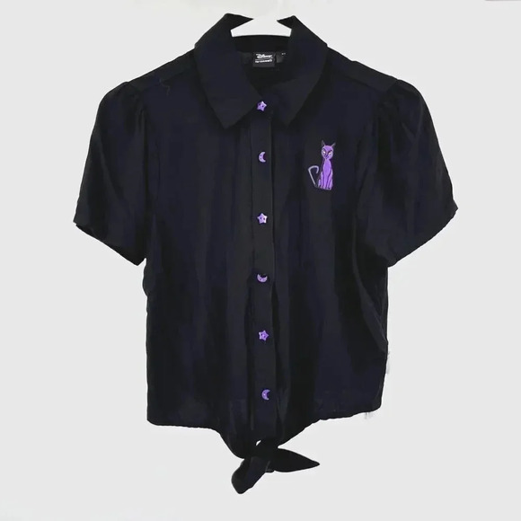 Disney Her Universe Tie Waist Top Size S Black "Hocus Pocus" Graphic Print Back‎ - Picture 2 of 13